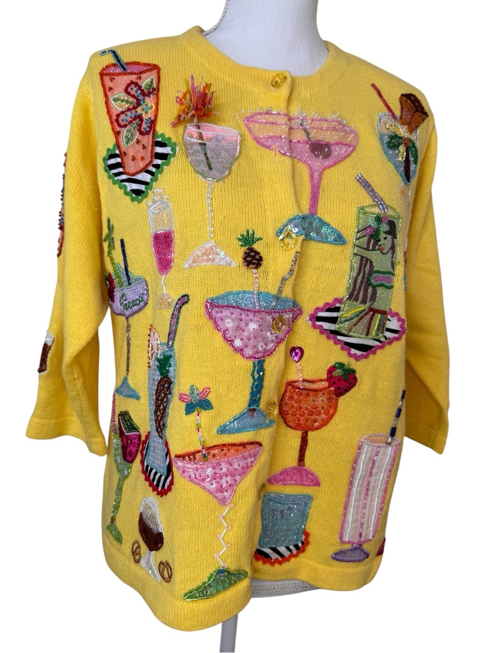 Design Options Philip & Jane Gordon Tropical Cocktail Beaded Cardigan Sweater